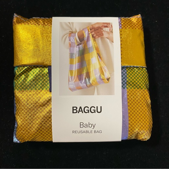 BAGGU Bags Nwt Baggu Madras Metallic Baby Size Reusable Bag